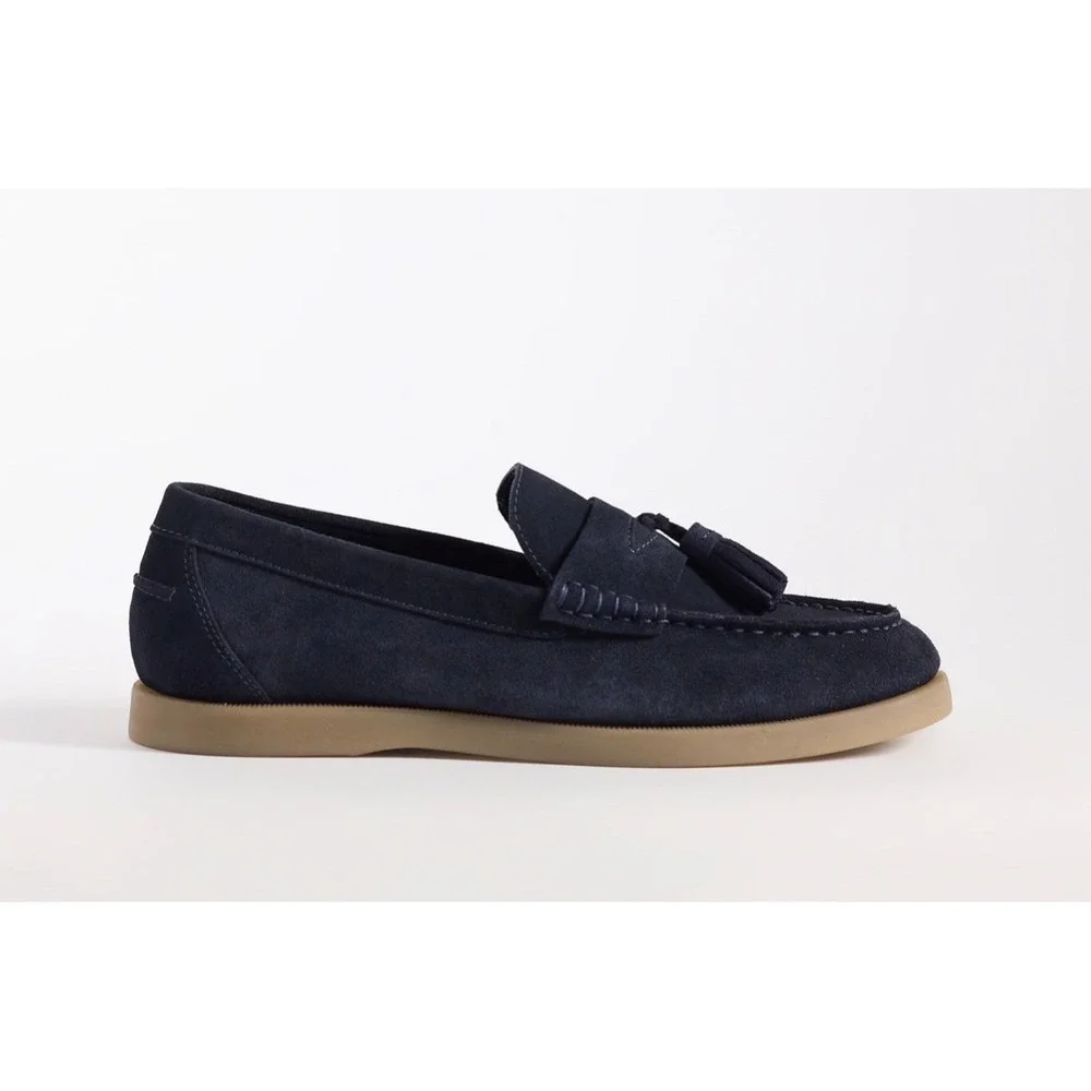 ASOS DESIGN tassel‎ loafers in Navy Suede Mens 9.5 NEW